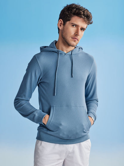 Blue Ottoman Crew Neck Hooded Sweatshirt