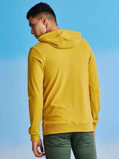 Yellow Ottoman Crew Neck Hooded Sweatshirt