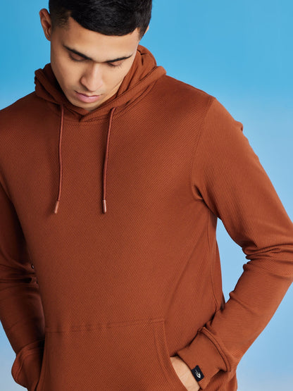 Brown Ottoman Crew Neck Hooded Sweatshirt