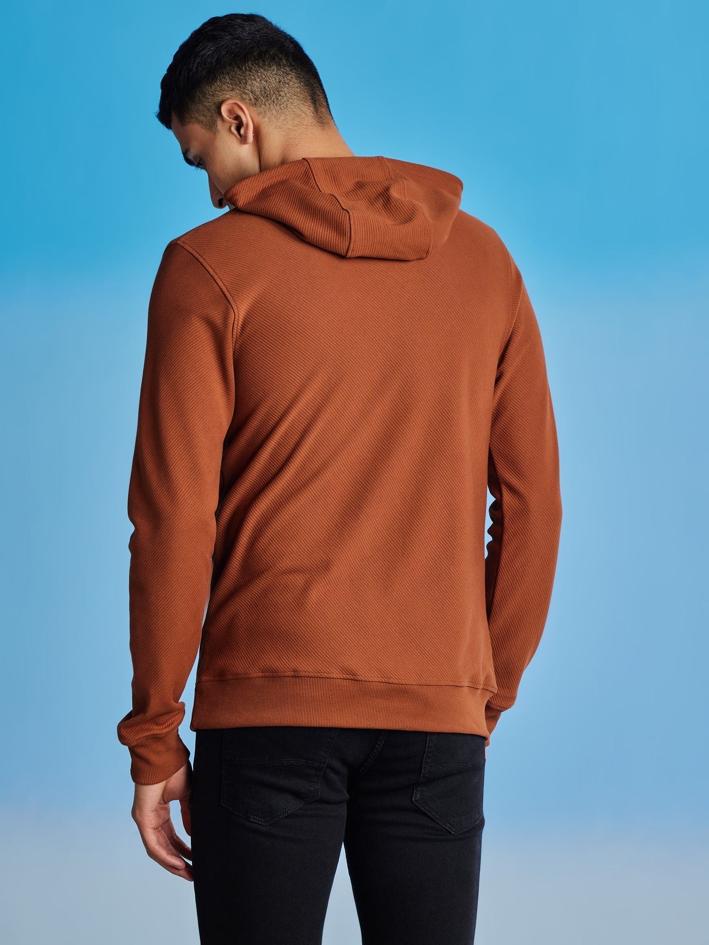 Brown Ottoman Crew Neck Hooded Sweatshirt