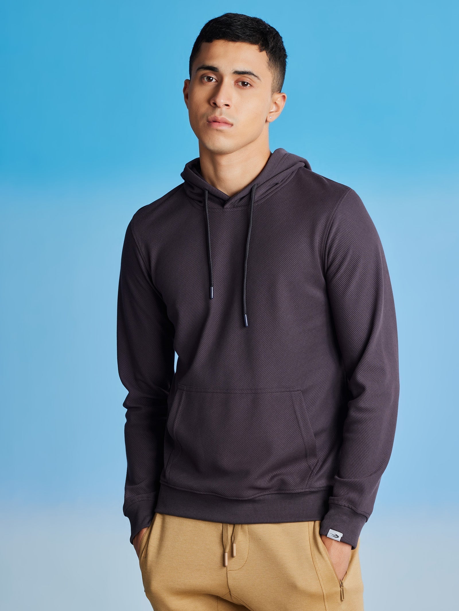 Dark Grey Ottoman Crew Neck Hooded Sweatshirt