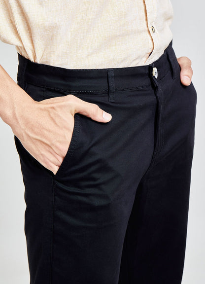 Black Solid Stretch Slim Fit Trouser