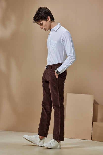 Brown Corduroy Stretch Relax Fit Trouser