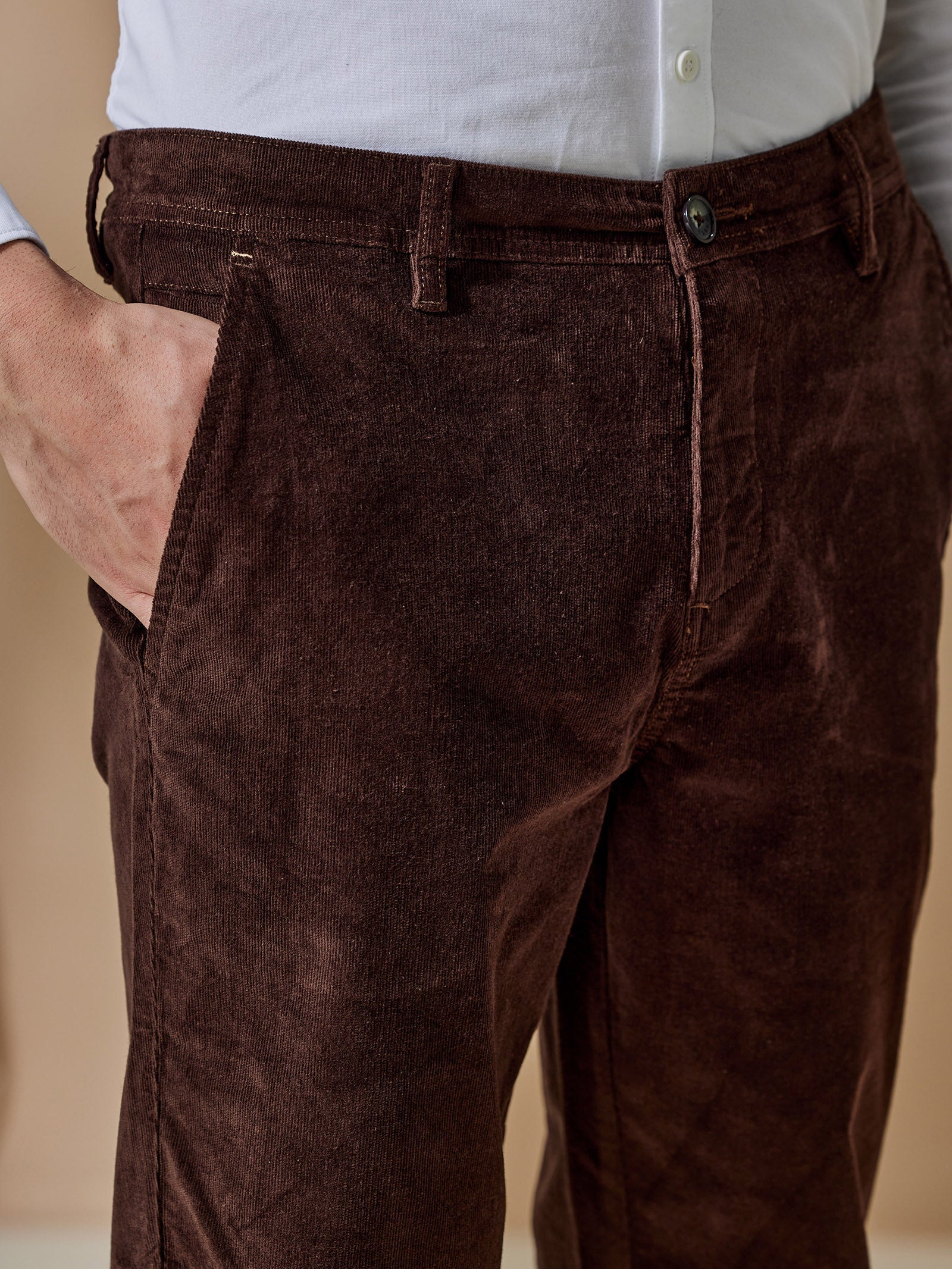 Brown Corduroy Stretch Relax Fit Trouser