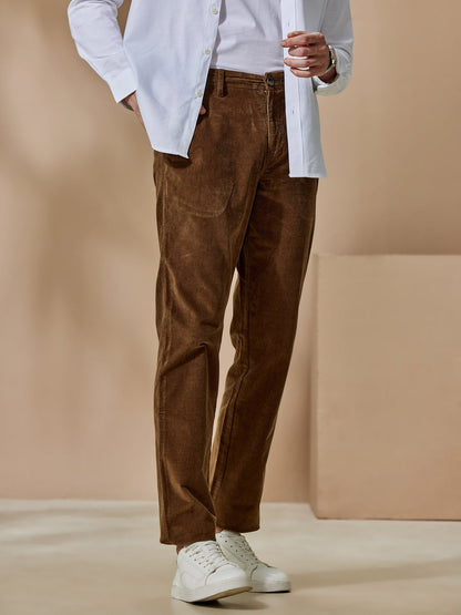 Brown Corduroy Stretch Relax Fit Trouser