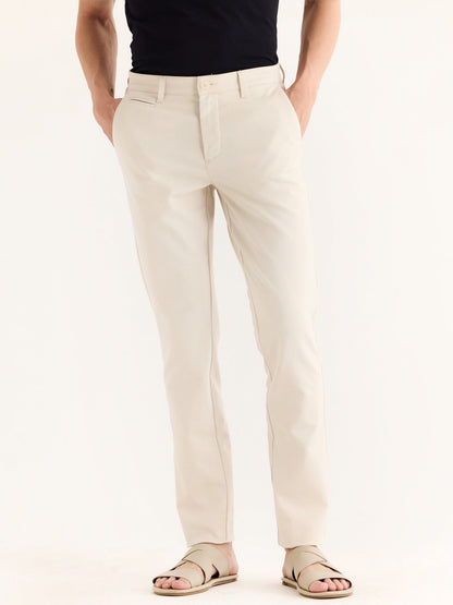 Cream Stretch Slim Fit Trouser