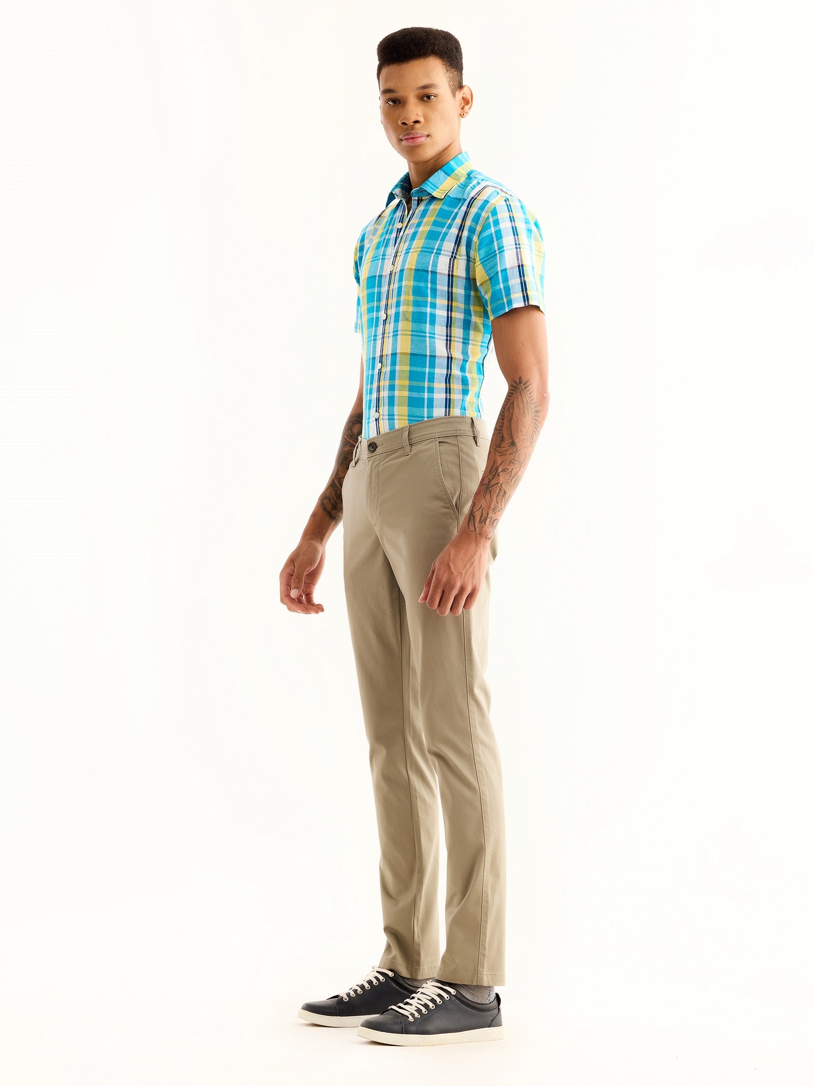 Cream Stretch Slim Fit Trouser