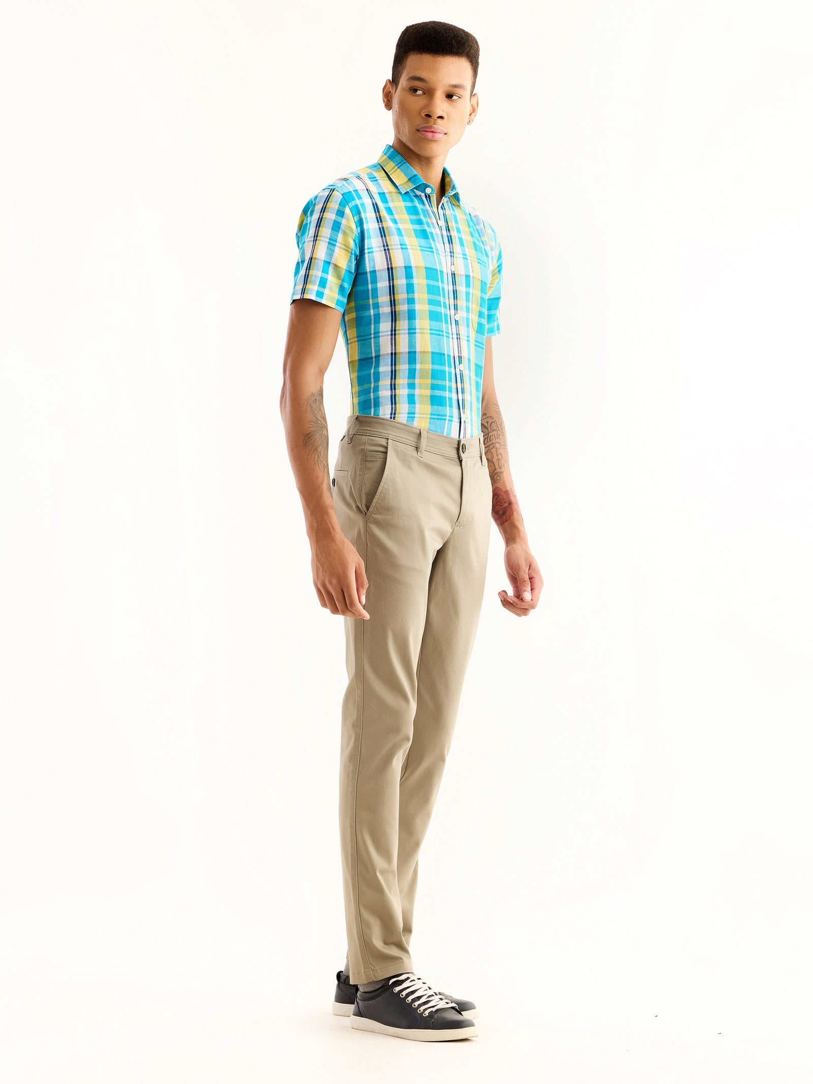 Cream Stretch Slim Fit Trouser