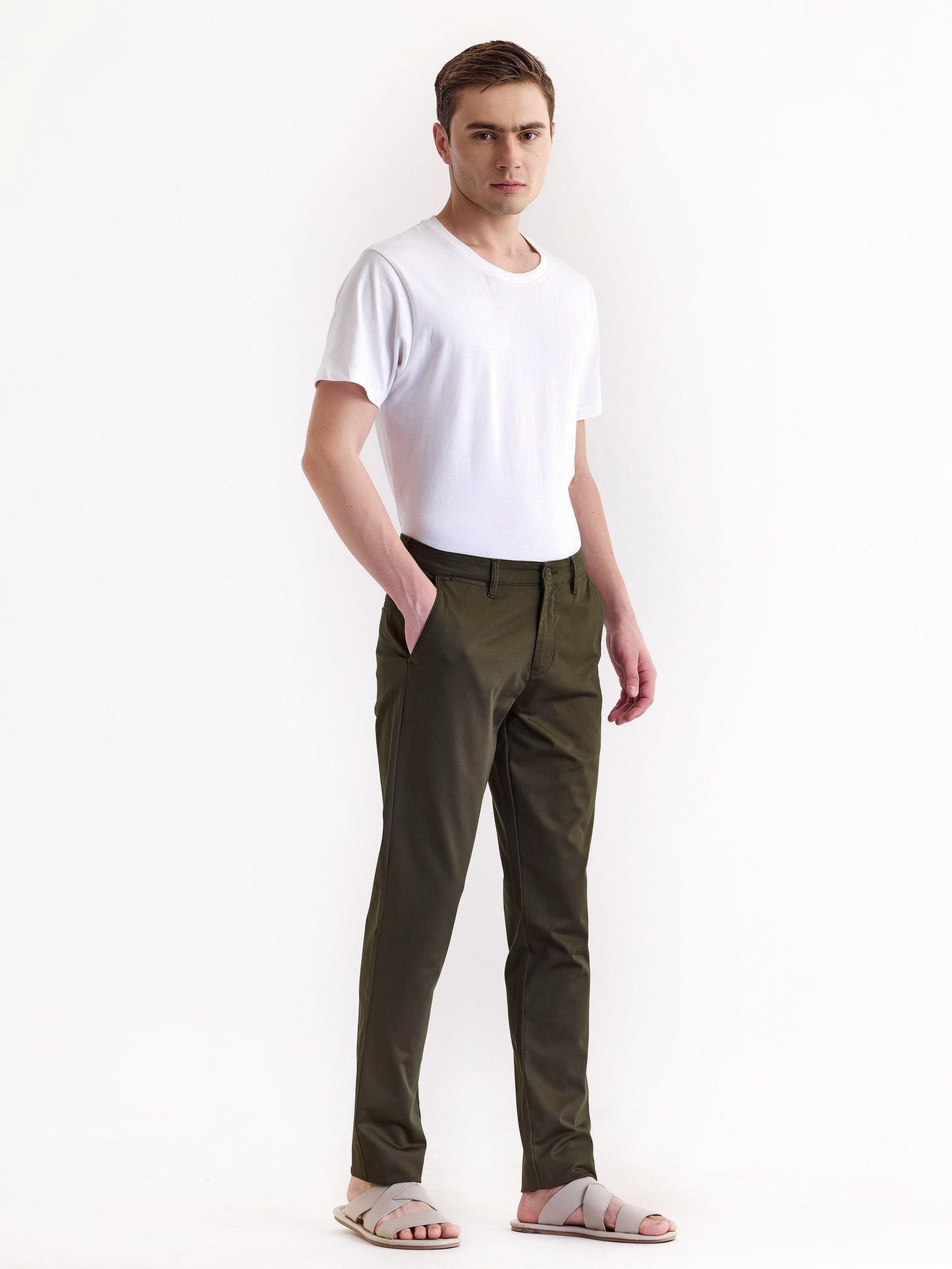 Brown Stretch Slim Fit Trouser