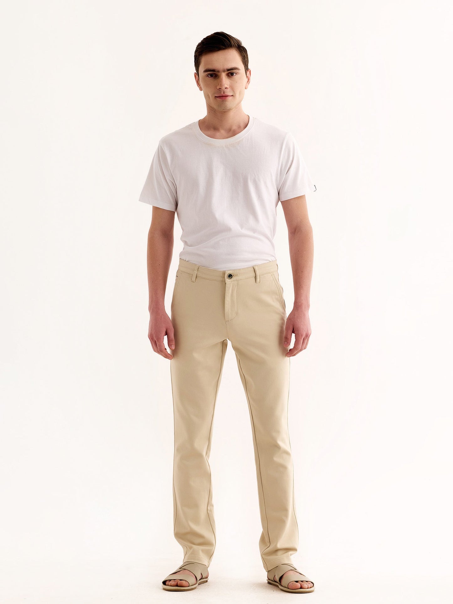 Cream Stretch Slim Fit Trouser