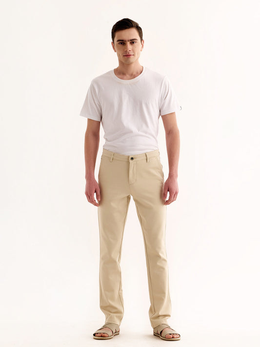 Cream Stretch Slim Fit Trouser