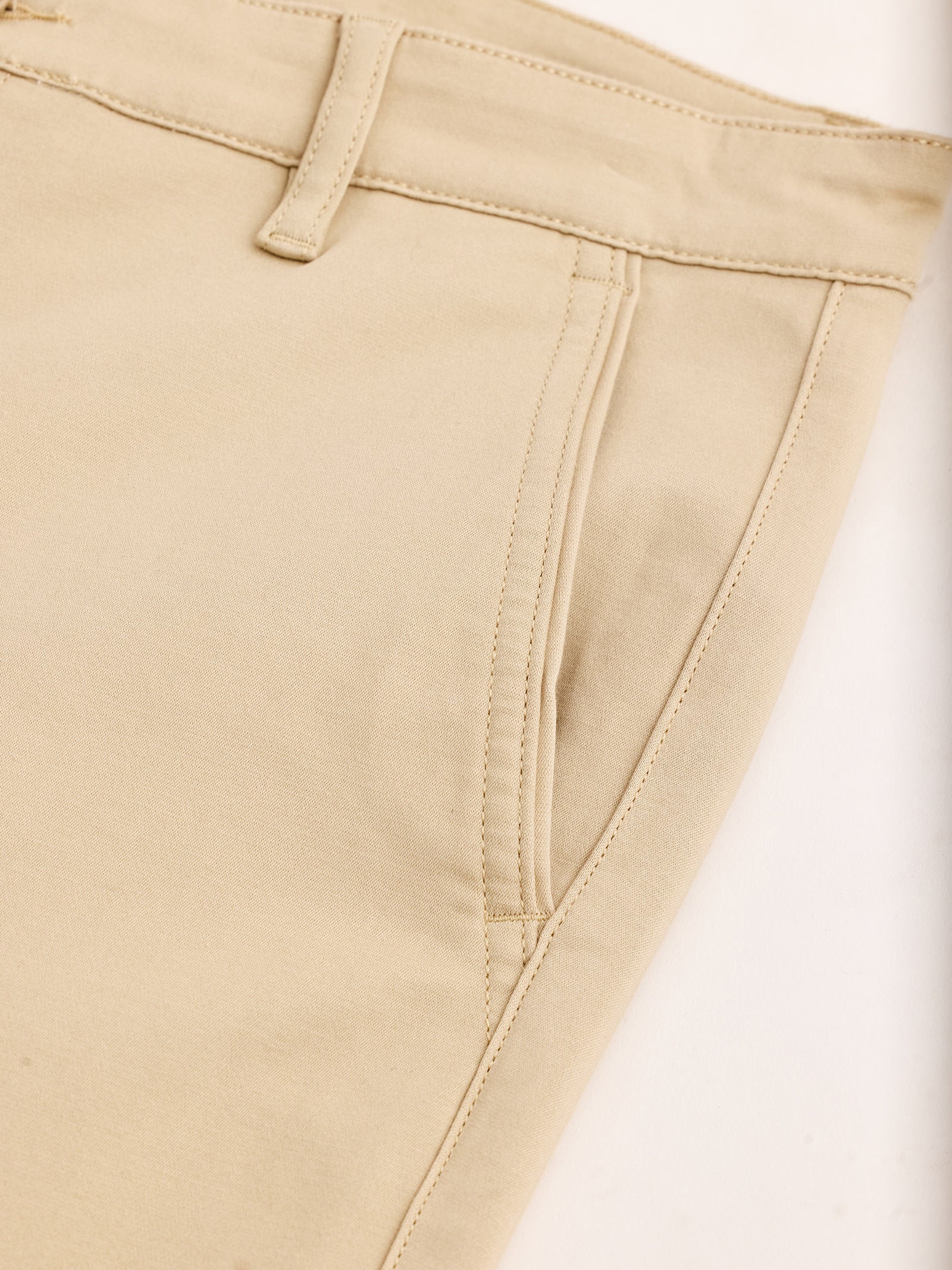 Cream Stretch Slim Fit Trouser