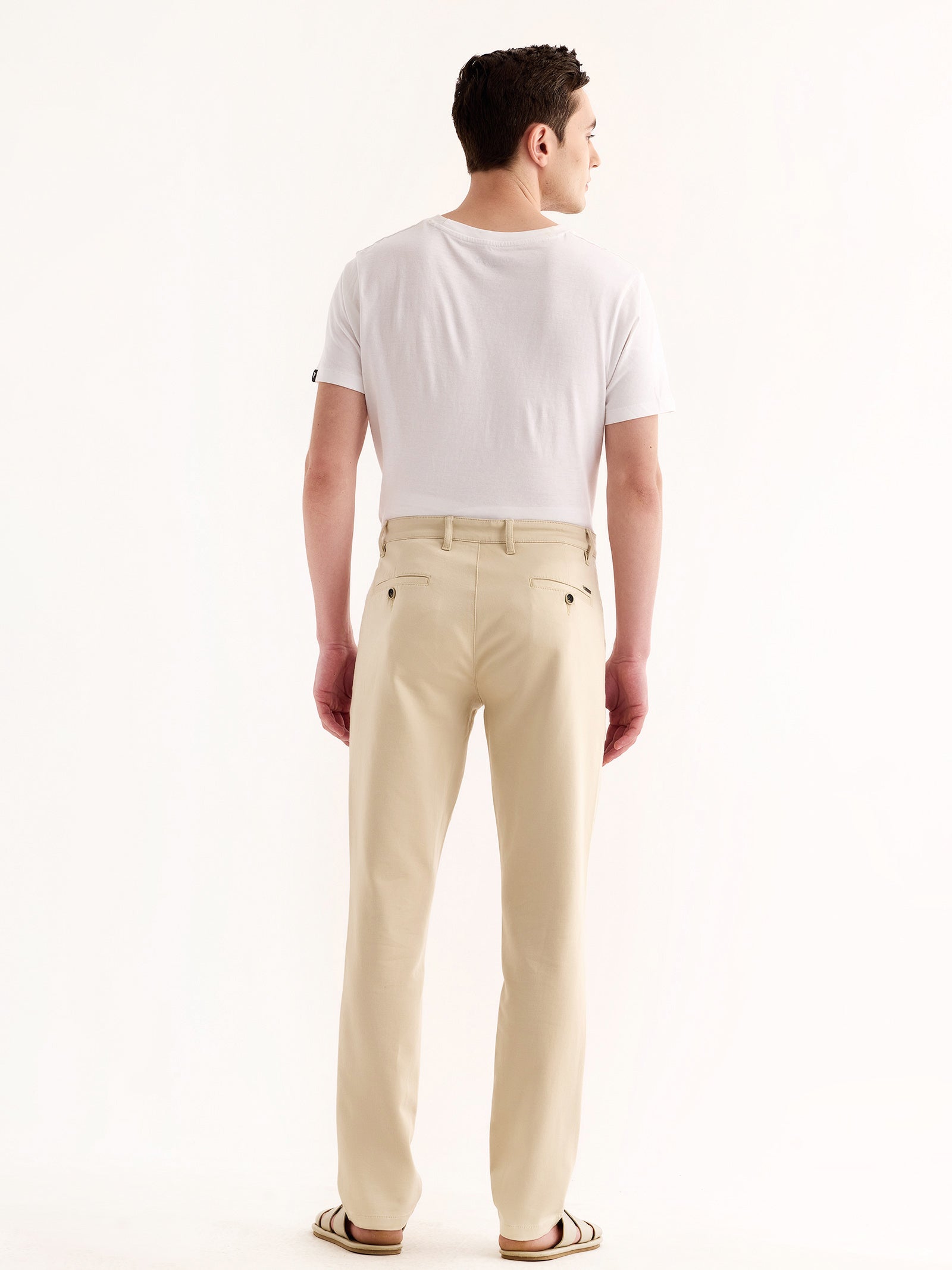 Cream Stretch Slim Fit Trouser