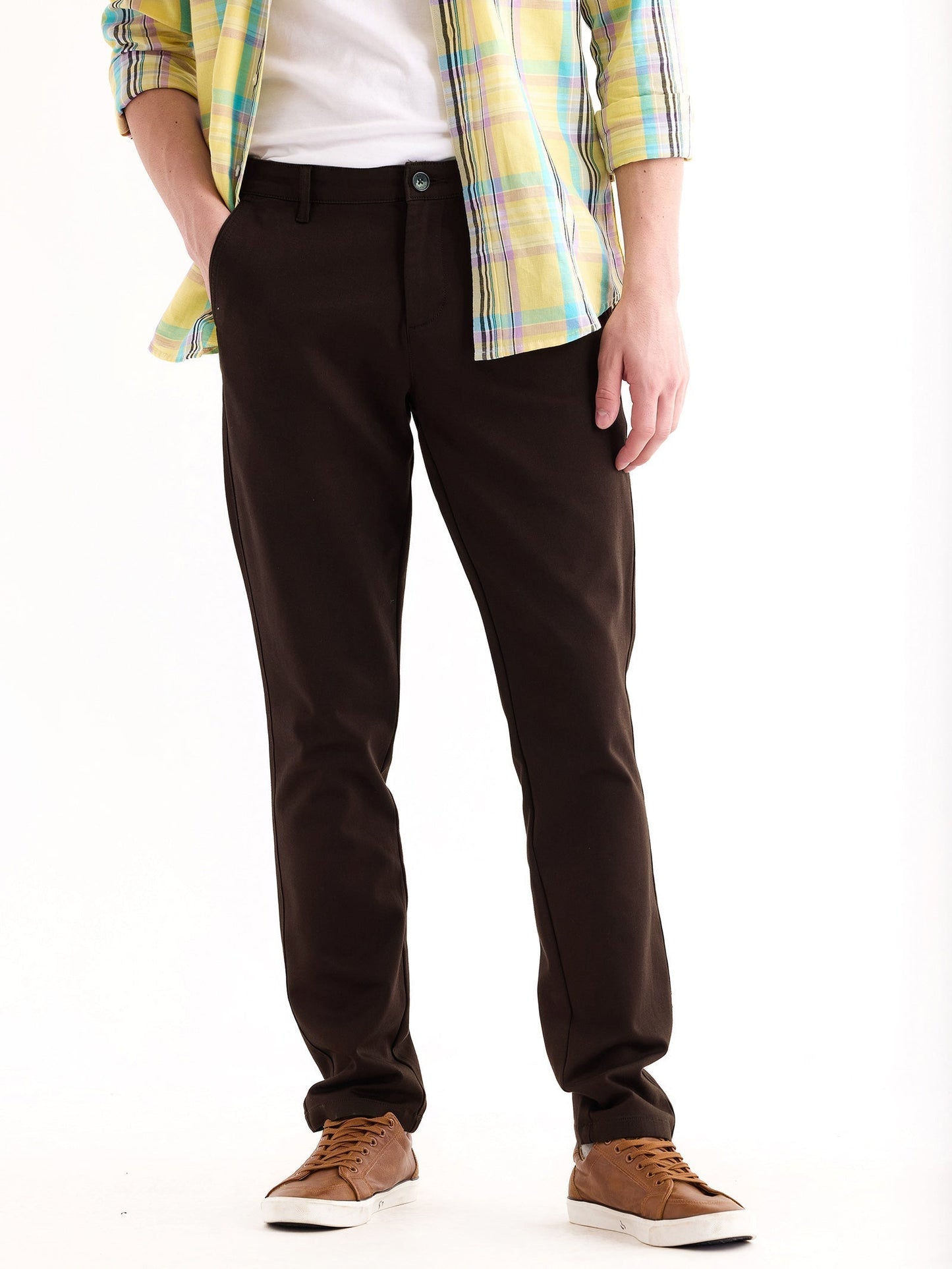 Brown Stretch Slim Fit Trouser