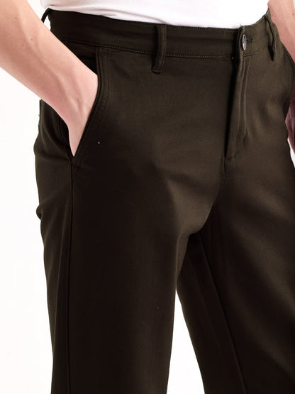 Brown Stretch Slim Fit Trouser