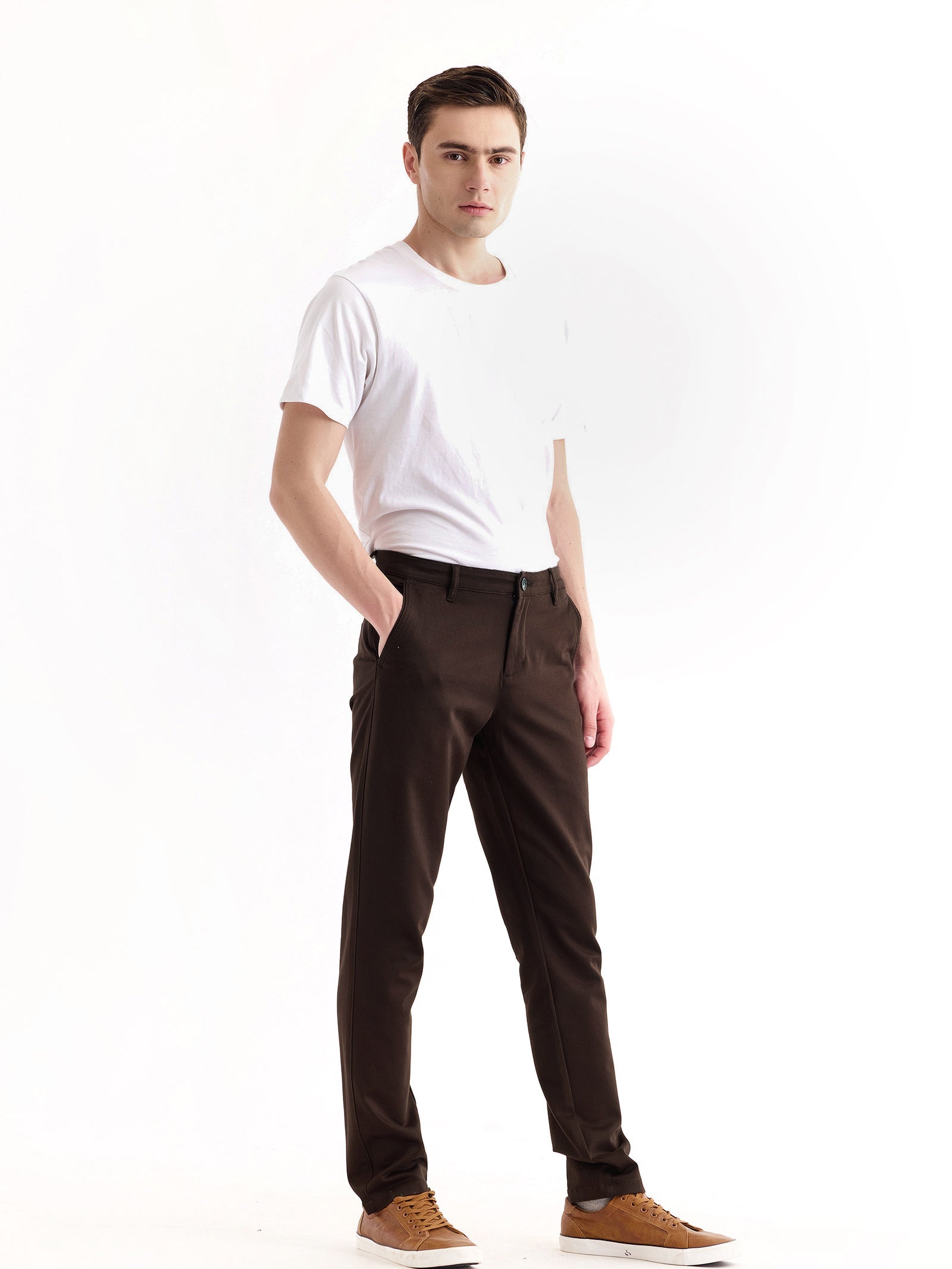 Brown Stretch Slim Fit Trouser