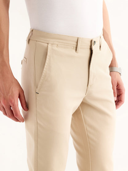 Cream Stretch Slim Fit Trouser