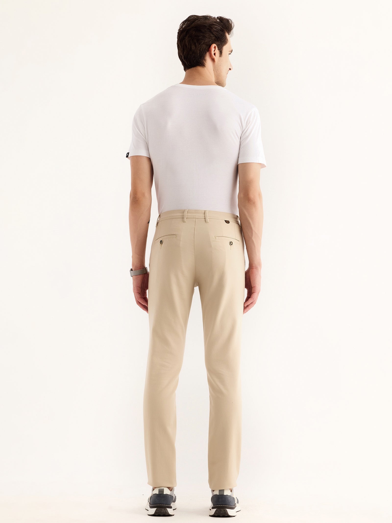 Cream Stretch Slim Fit Trouser