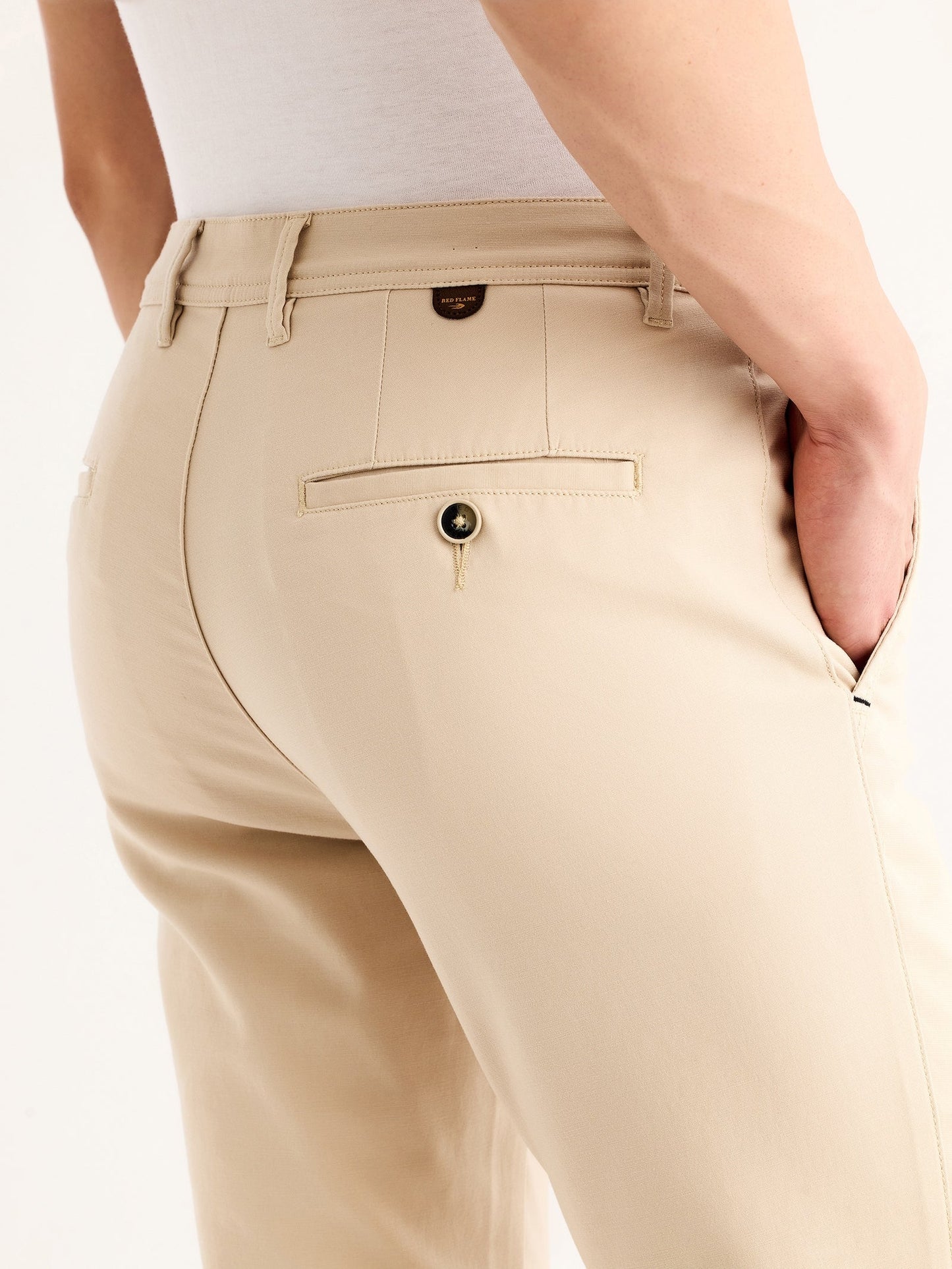 Cream Stretch Slim Fit Trouser