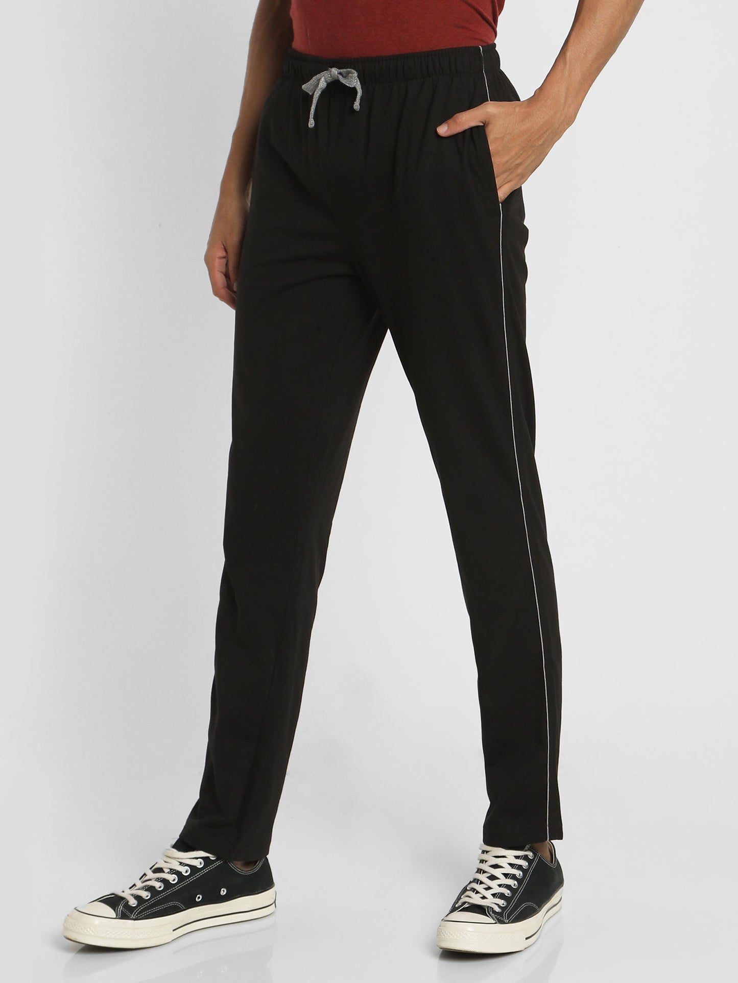 Black Solid Track Pant