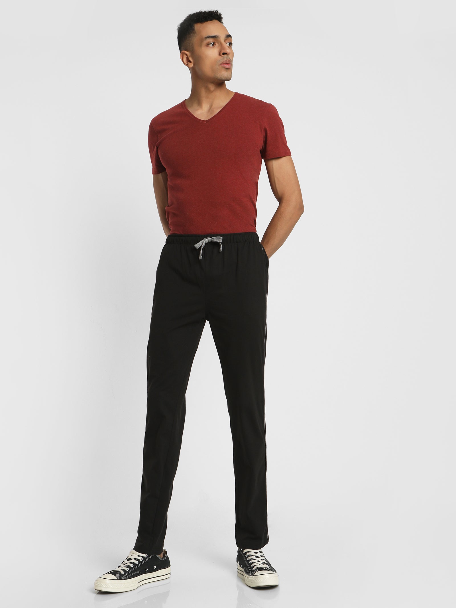 Black Solid Track Pant