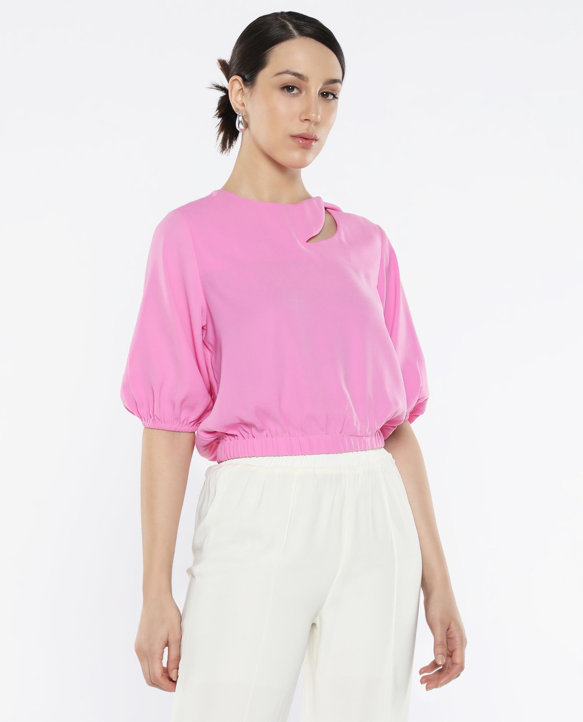 Rareism Women Dionysus Pink Plain Top