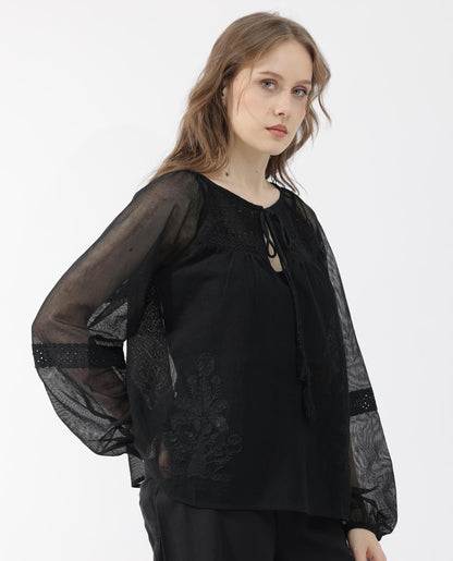 Rareism Women Ela Black Top Dyed