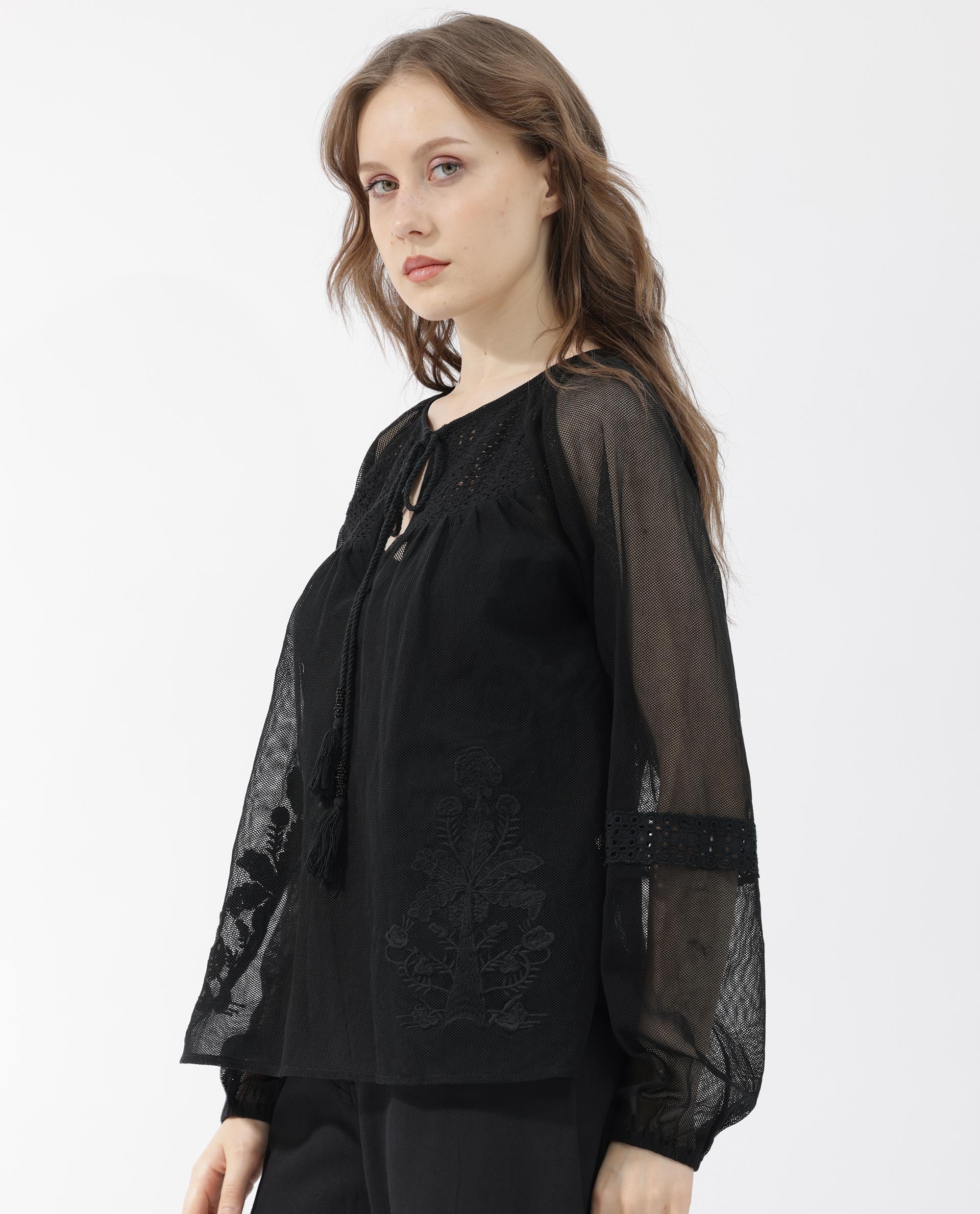 Rareism Women Ela Black Top Dyed