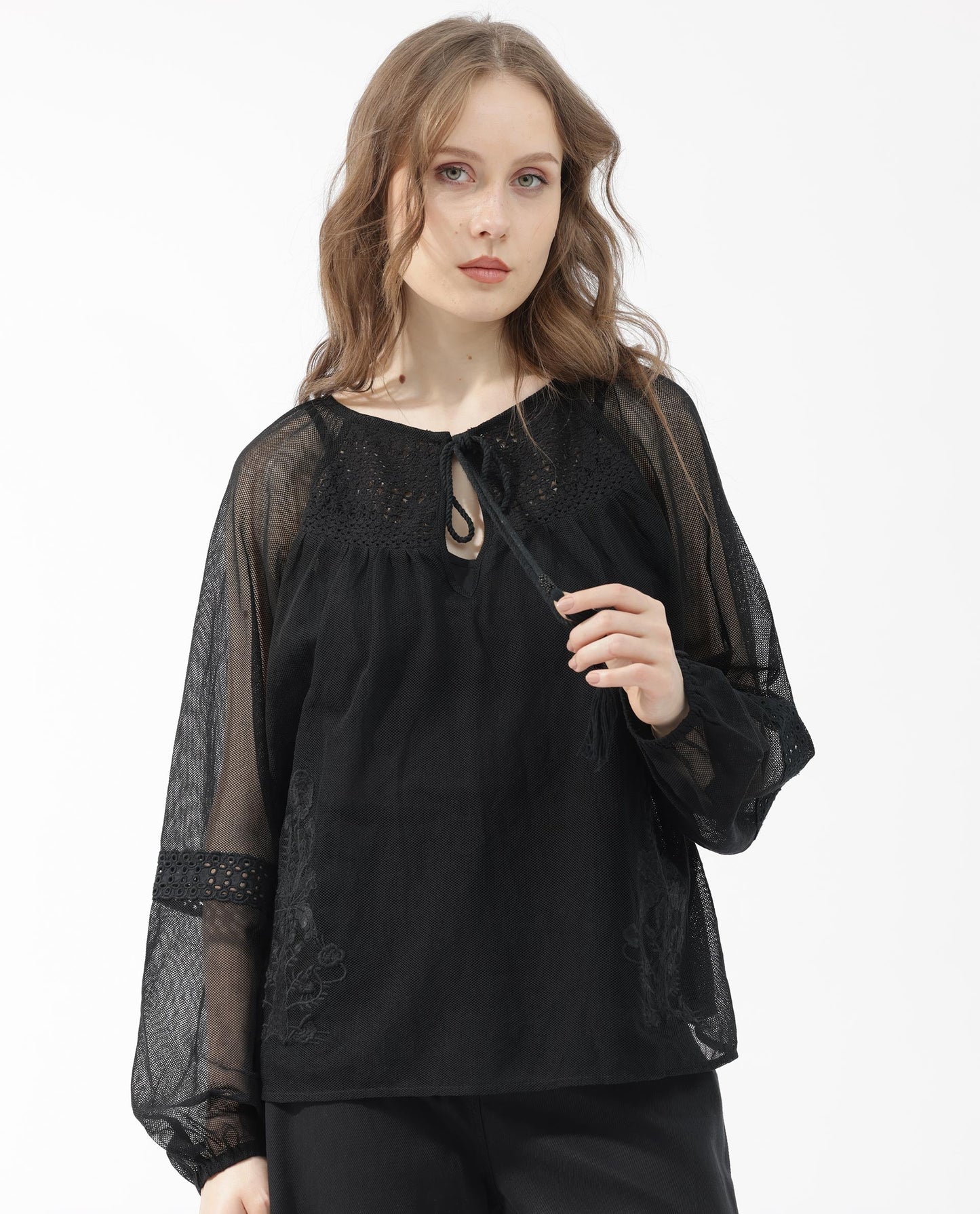 Rareism Women Ela Black Top Dyed