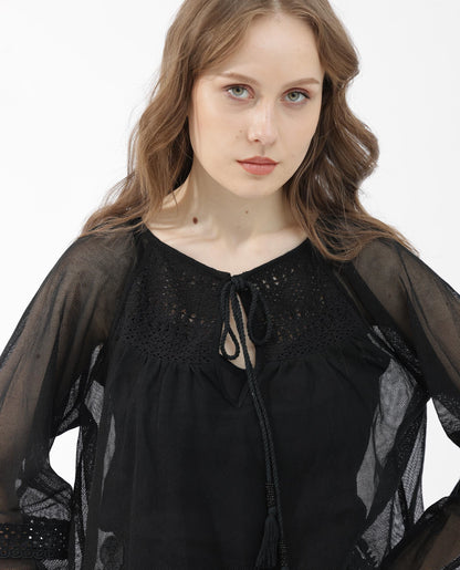 Rareism Women Ela Black Top Dyed