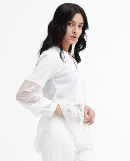 Rareism Women Florida White Top Full Sleeve Solid