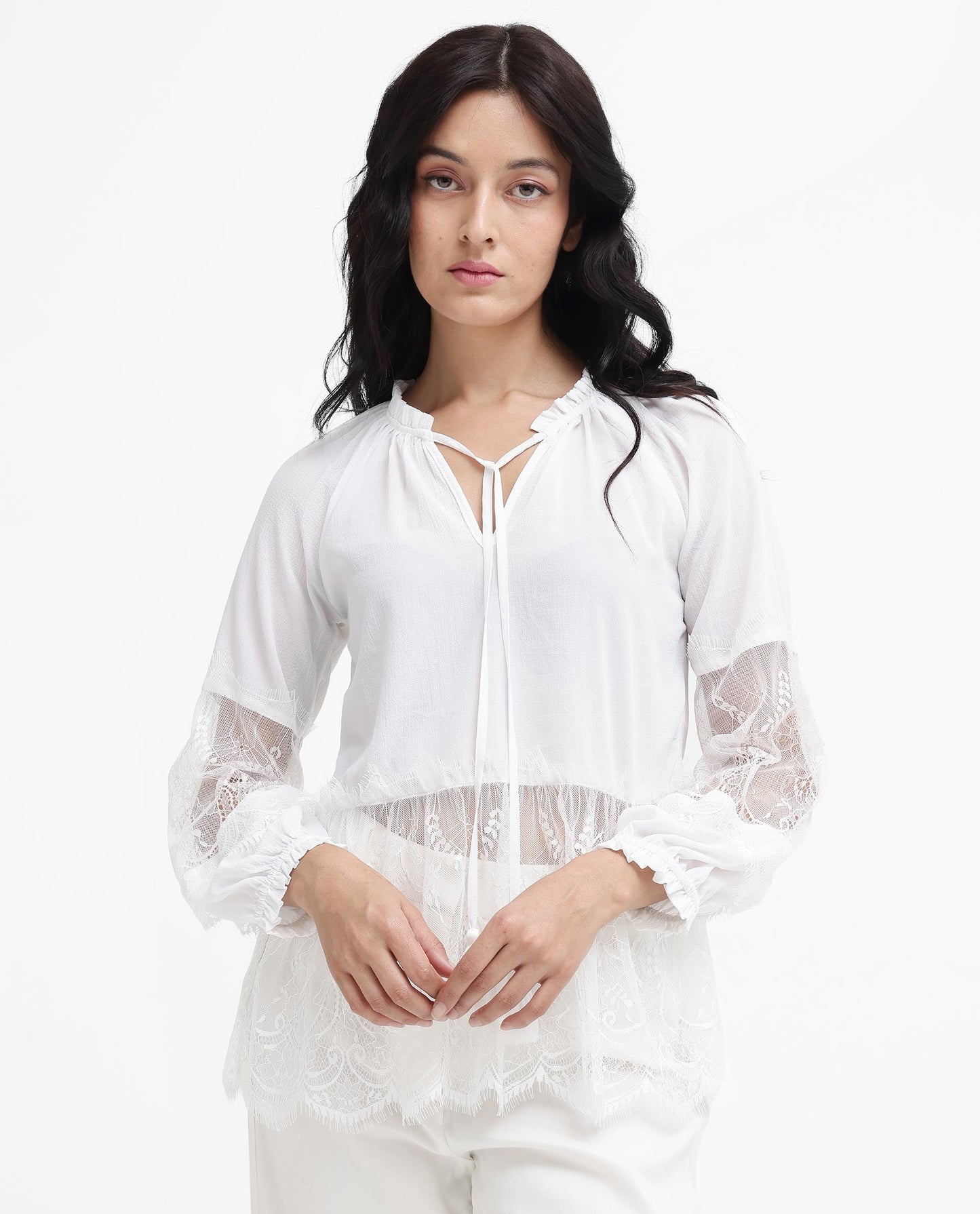 Rareism Women Florida White Top Full Sleeve Solid