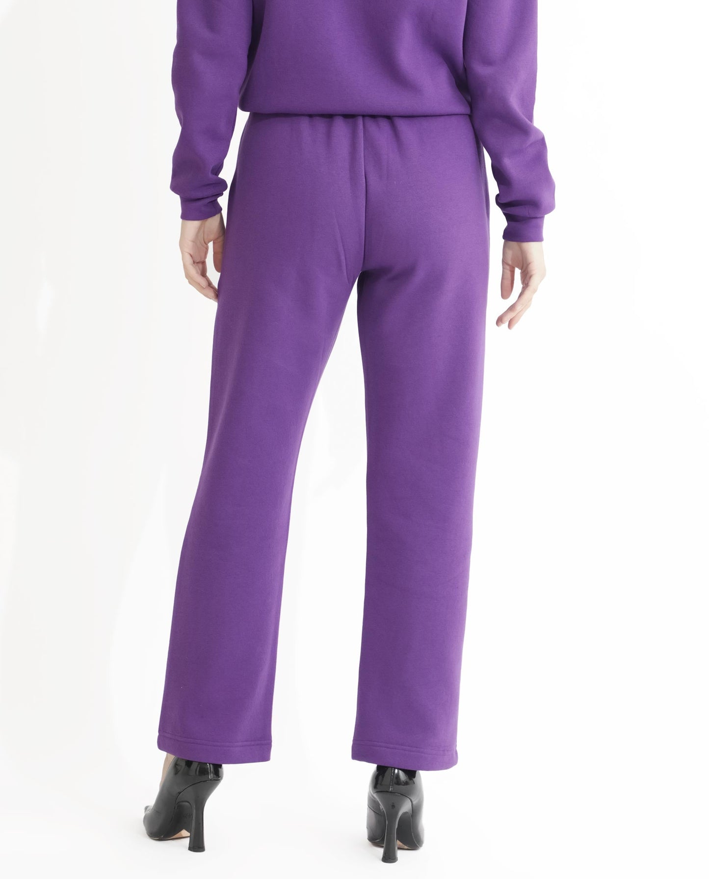 Rareism Articale Women Fronk Purple Poly Cotton Fabric Tailored Fit Plain Ankle Length Track Pant