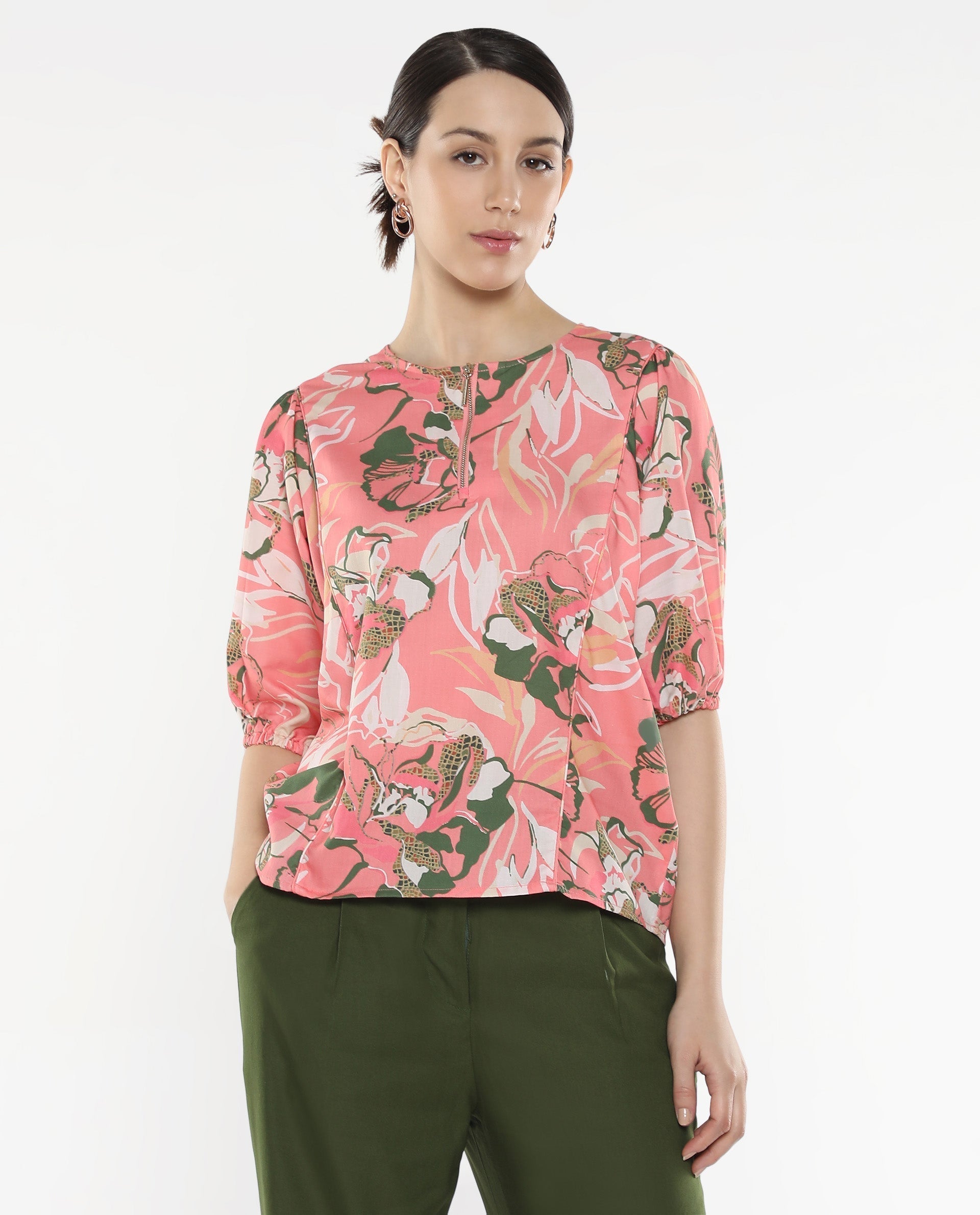 Rareism Women Hirtemis Pink Print Top