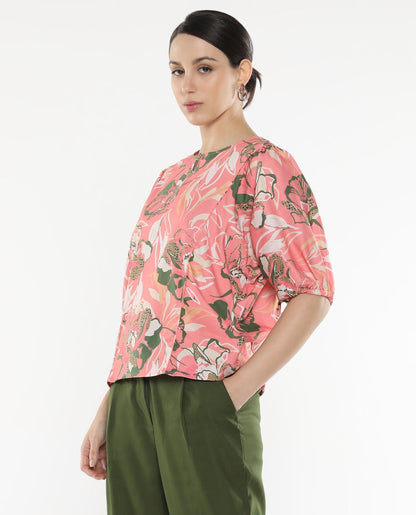 Rareism Women Hirtemis Pink Print Top