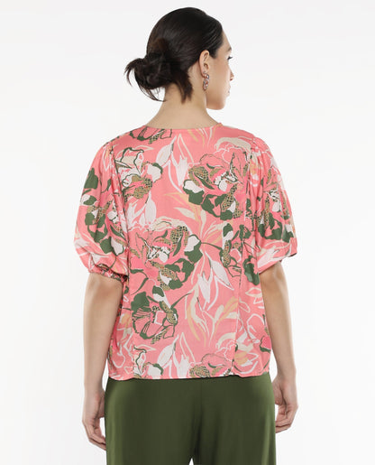 Rareism Women Hirtemis Pink Print Top