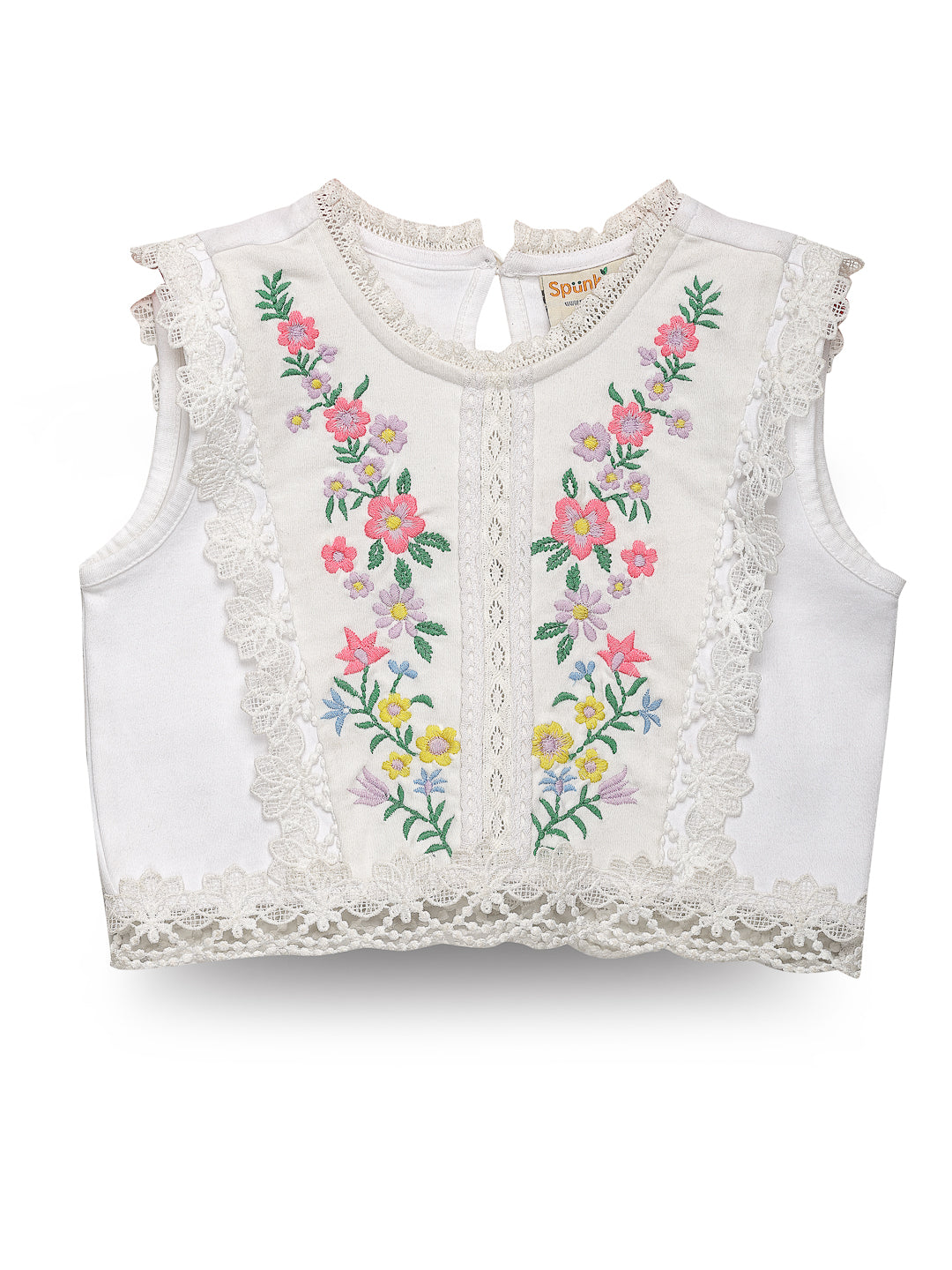 Classic White Cotton Trim Cotton Lace Girls Tops