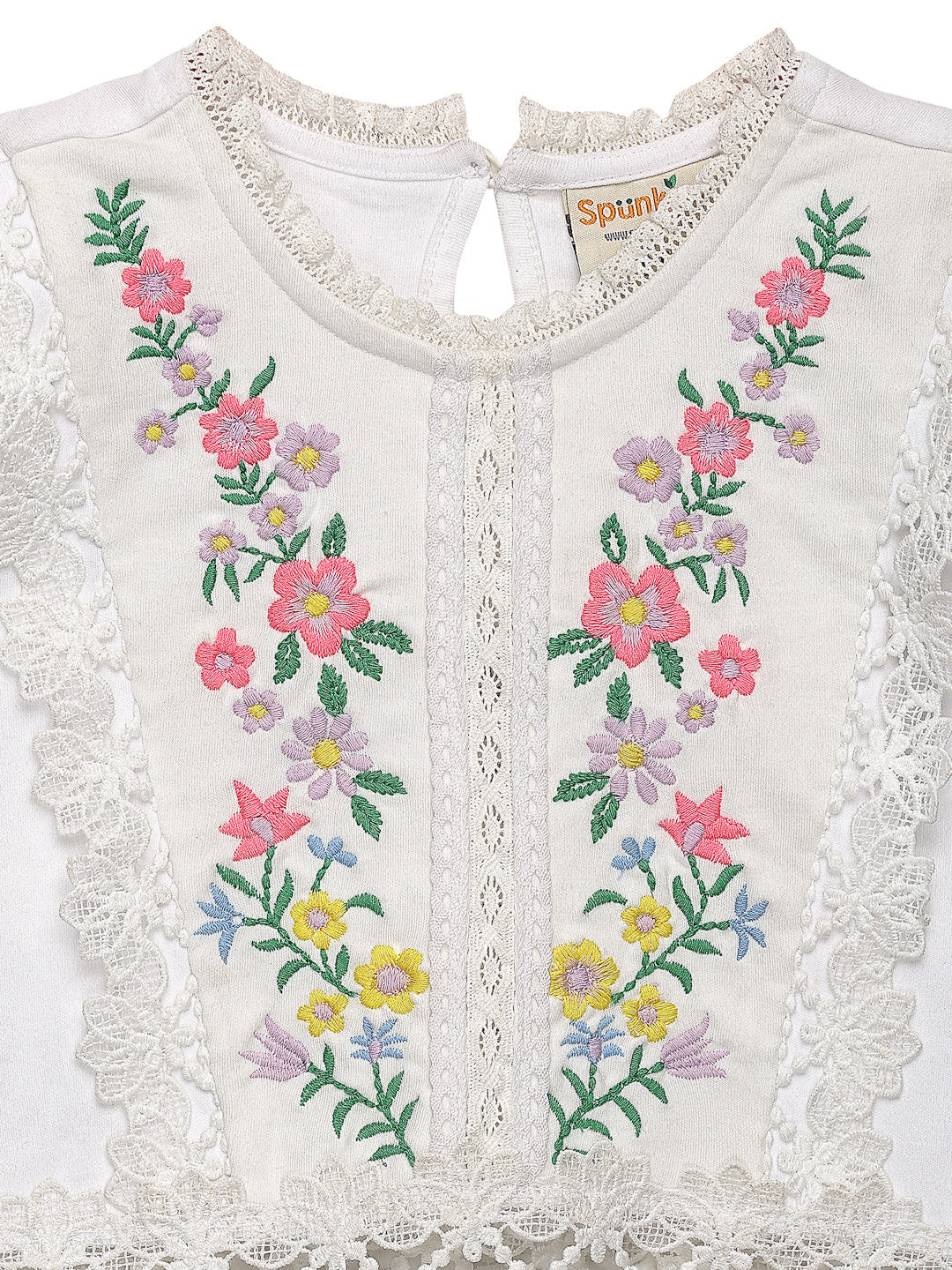 Classic White Cotton Trim Cotton Lace Girls Tops