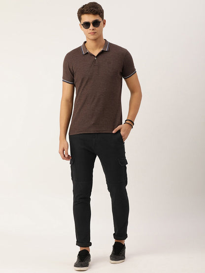 Men Black Slim Fit Solid Cargo Jeans