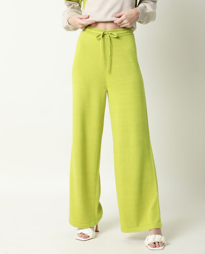 Rareism Women Finnet Track Flouroscent Green Cotton Fabric Relaxed Fit Color Blocked Mid Rise Regular Track Pant