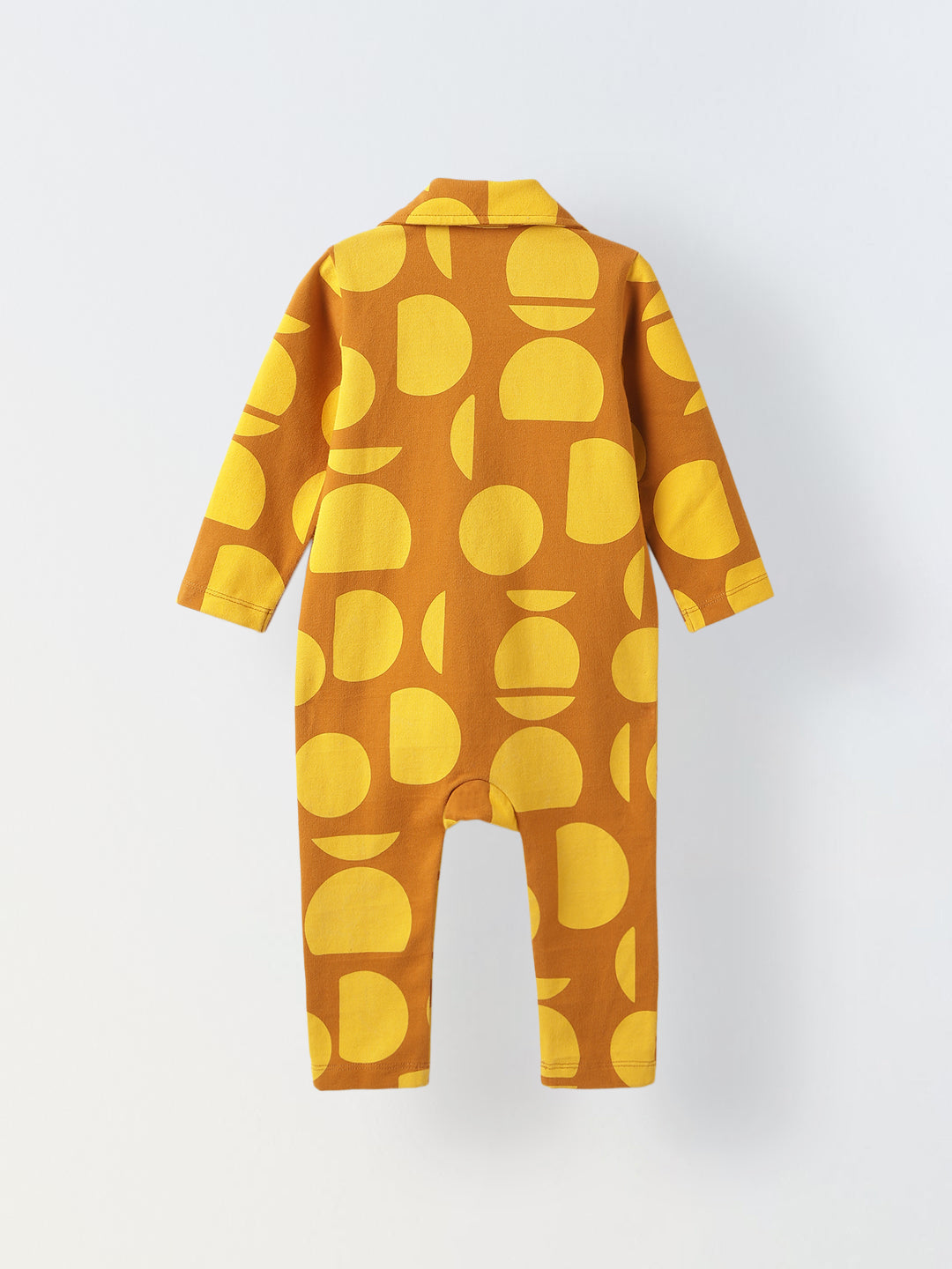 Infant Mustard Geometric Print Romper - Stylish & Comfy One-Piece Outfit