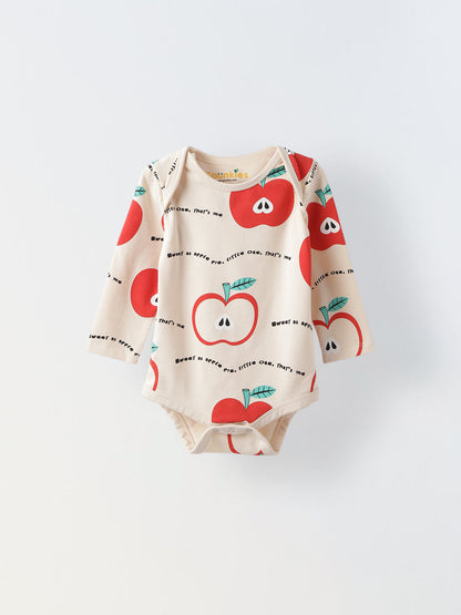 Infant Doodle Print Romper - Playful & Cozy Two-Piece Outfit