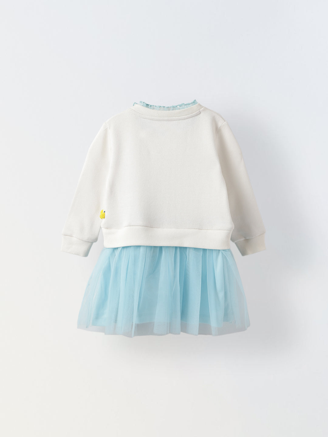 Infant Pom-Pom Sweater Dress with Blue Tulle Skirt - Sweet & Stylish Outfit