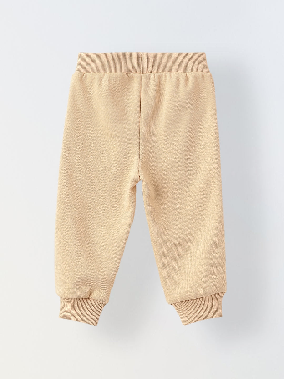 Baby Beige Teddy Bear Print-Knit Sweatshirt with Jogger