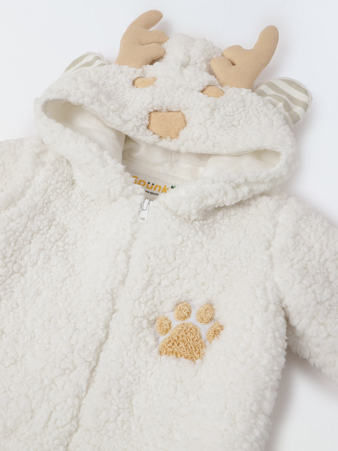 Infant Sherpa Paw Print Hooded Romper - Ultra-Soft & Cozy Winter Outfit