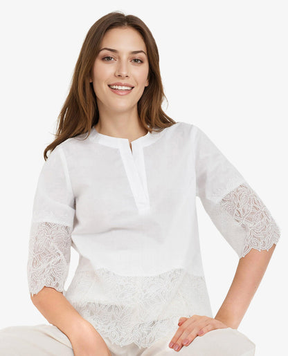 Rareism Women Inna White Short Sleeve Embellished Top