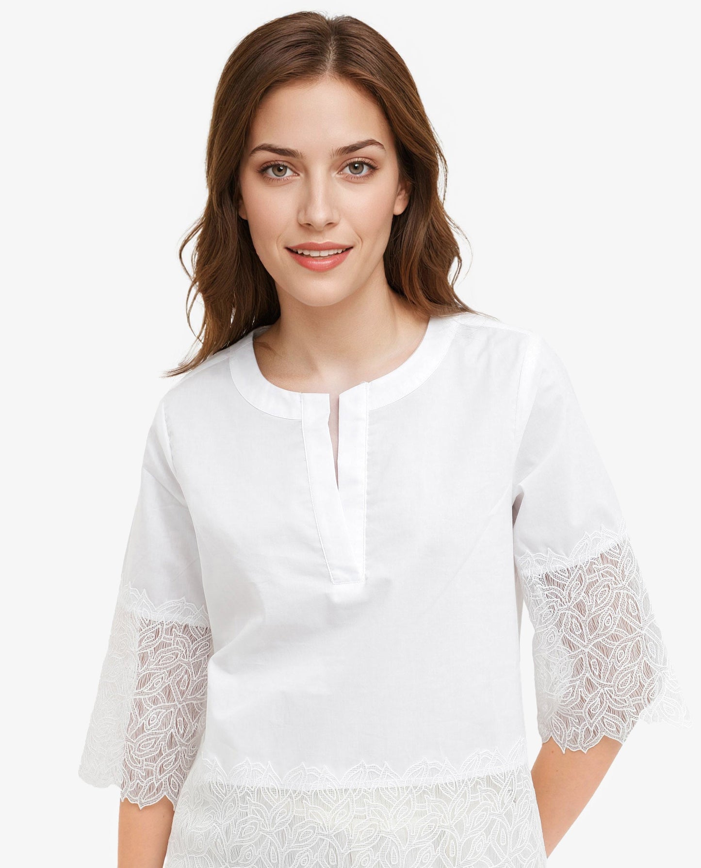 Rareism Women Inna White Short Sleeve Embellished Top