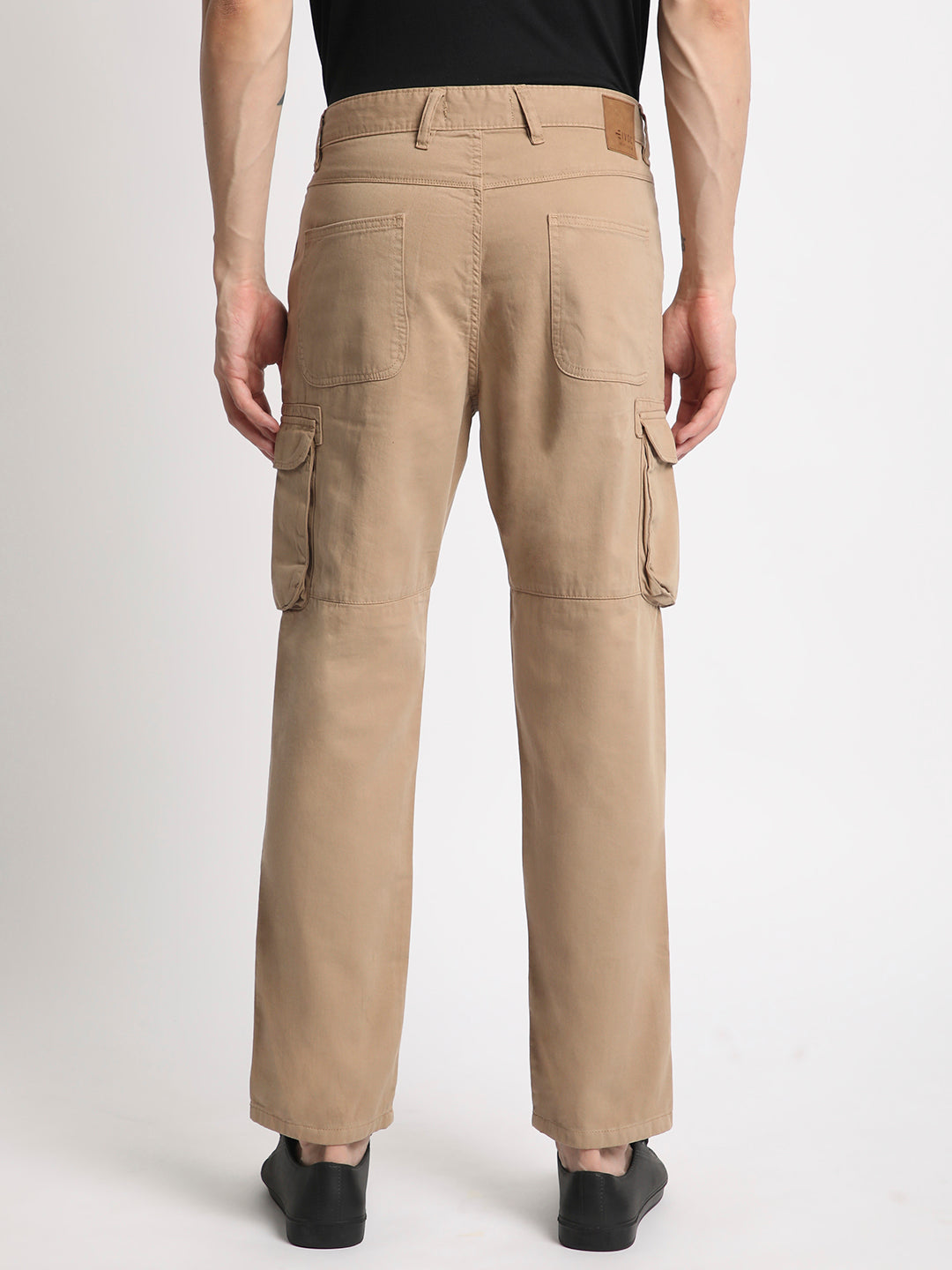  Men Solid Mid Rise Pure Cotton Cargo Trouser