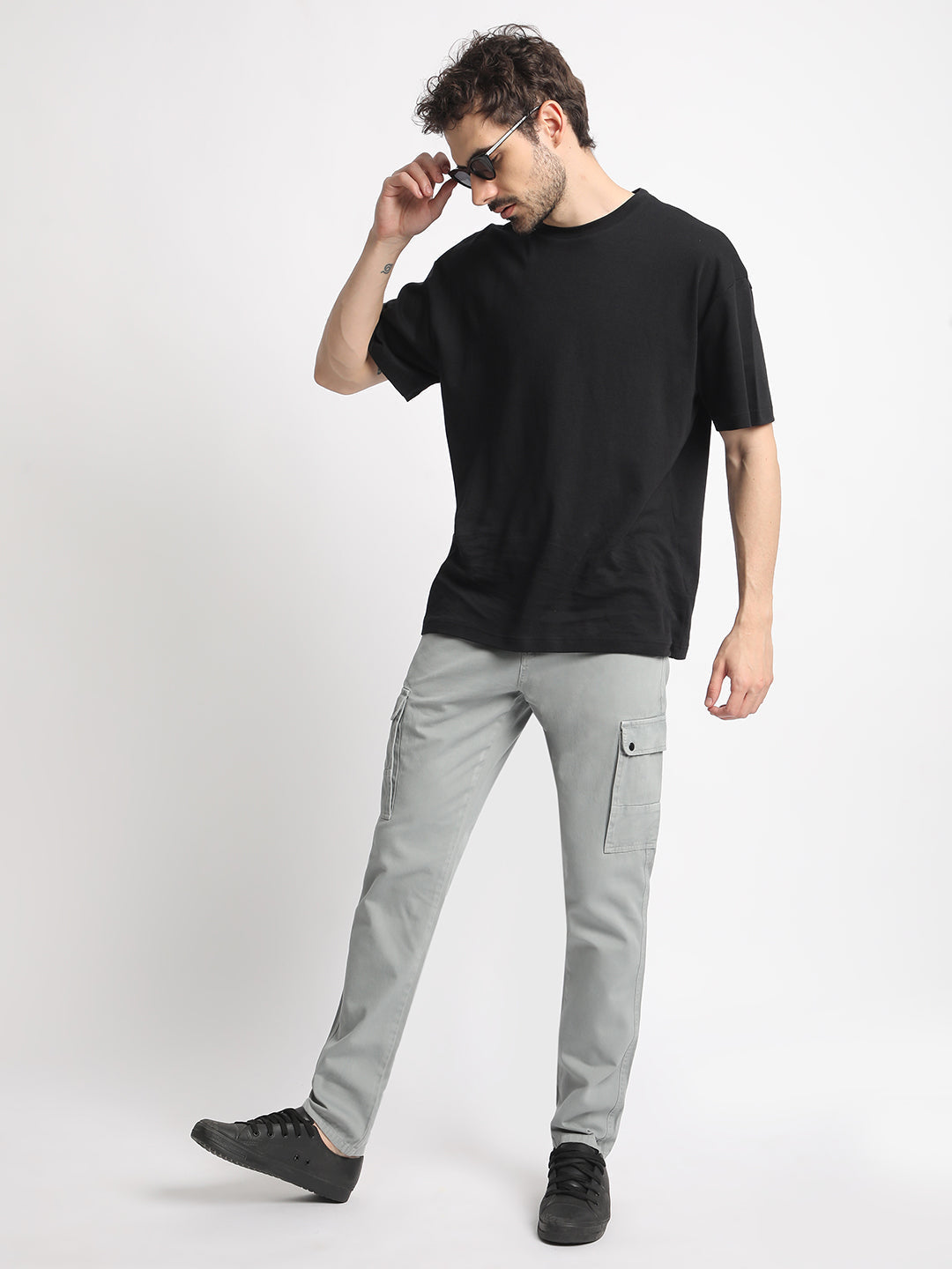 Men's Neutral Grey Cargo Joggers