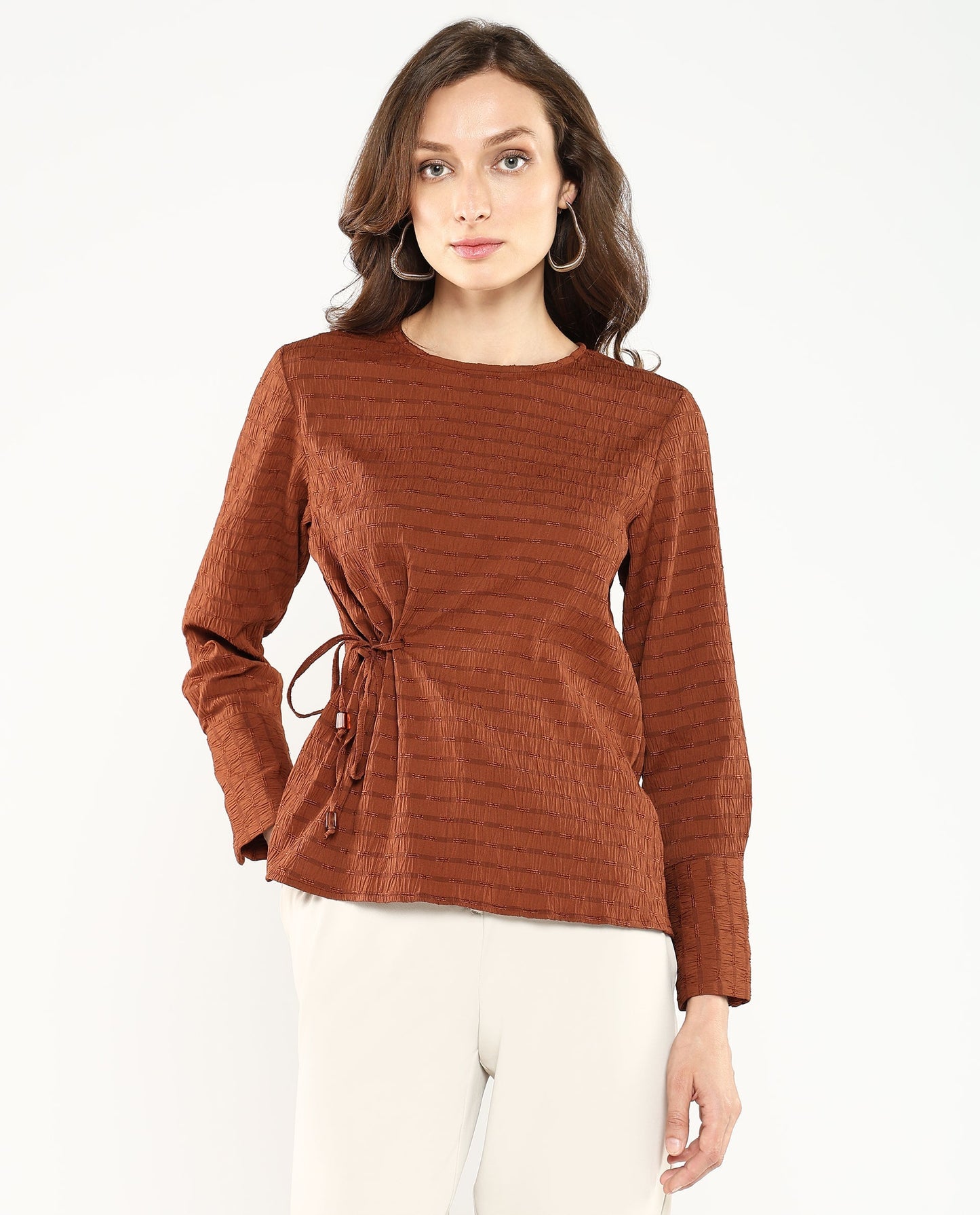 Rareism Women Kiop Rust Plain Top